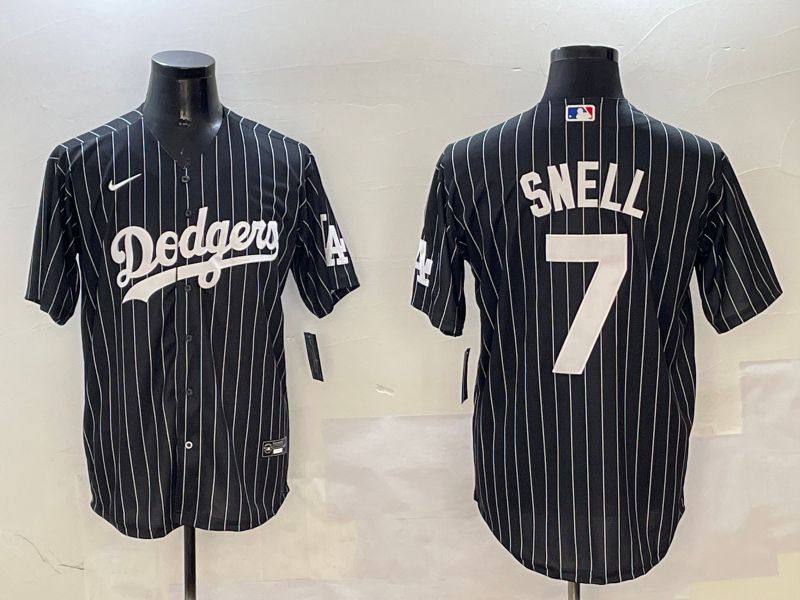 Men Los Angeles Dodgers #7 Snell Black Stripe Jointly Name 2025 Nike MLB Jersey style 1->los angeles dodgers->MLB Jersey